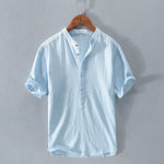 Detail of men's button stand collar shirt
