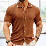 Men's button lapel short-sleeve polo shirt