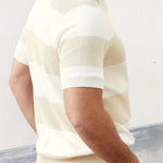 Back view of men's colorblock shirt