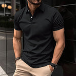 Men's dark green short-sleeve polo shirt
