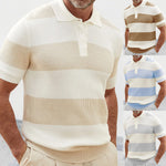 Men's lapel short-sleeve colorblock shirt