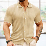 Detail of men's button lapel shirt
