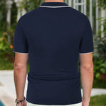 Back view of men's short-sleeve polo shirt