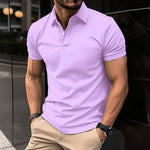 Back view of men's short-sleeve polo shirt