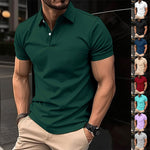 Men's solid color button lapel polo shirt
