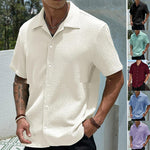 Men's solid color short-sleeve casual shirt