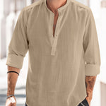 Men's black stand collar shirt