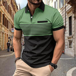 Front view of men's striped casual shirt