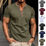 Men's V-neck button short-sleeve polo shirt
